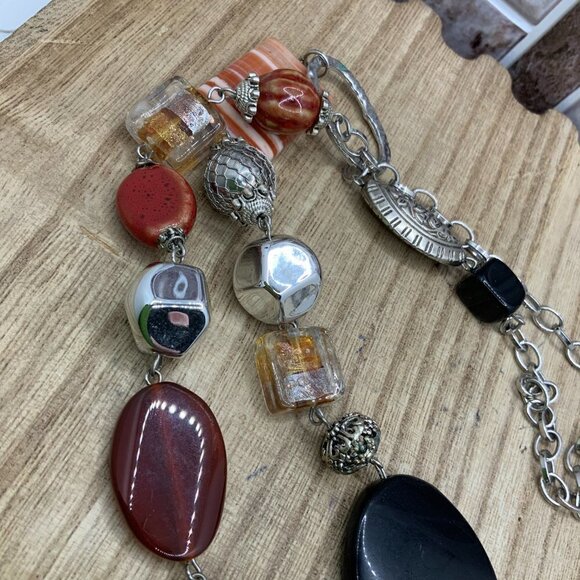 Premier Designs "Ignite" Multi Colored Silver Tone Necklace - Picture 3 of 6